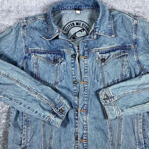 Vintage O'Neill Trucker Jacket Men's Large Blue Denim Pocket Flaps United Stand‎